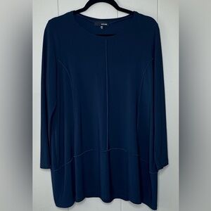Sun Kim Lagenlook Navy Oversized Tunic Blouse Womens Size Small